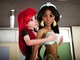 Jasmine gets creampied hard by Ariel debilitating